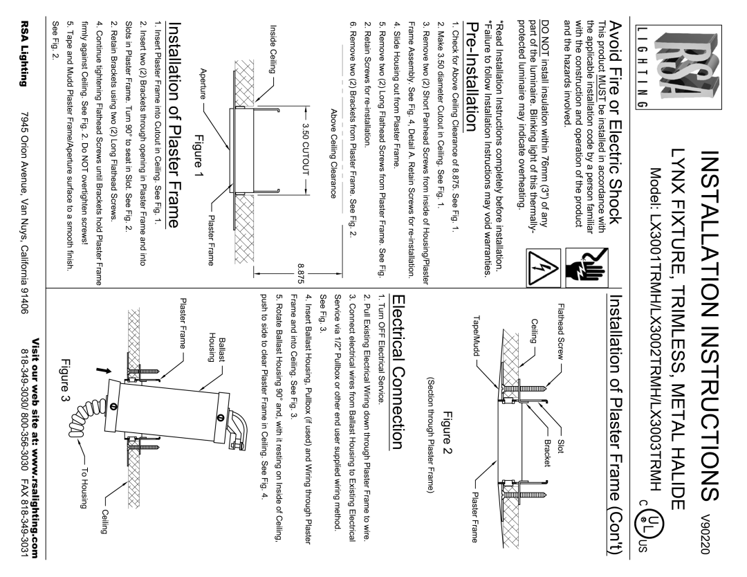 Cooper Lighting LX3003TRMH, LX3002TRMH manual 