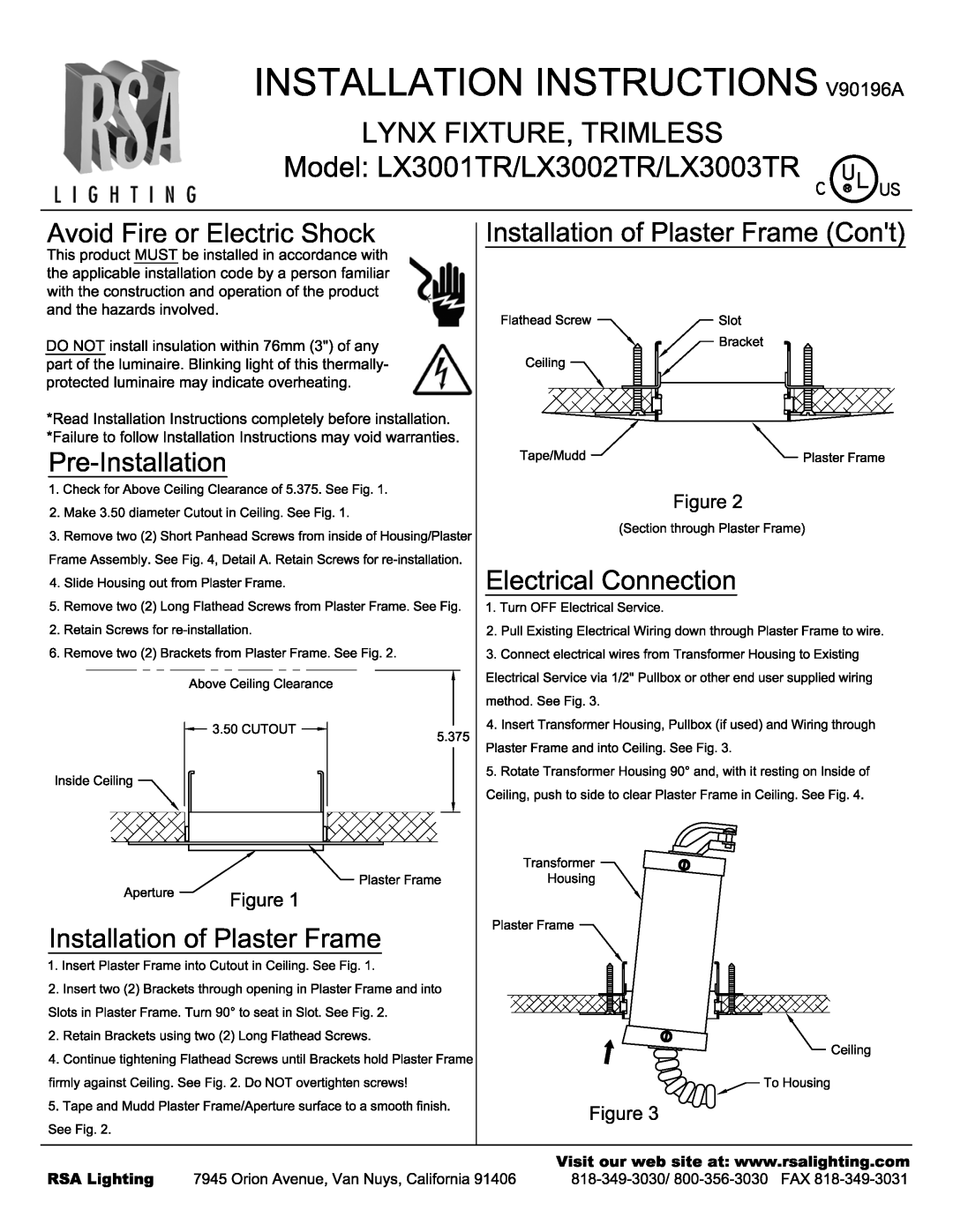 Cooper Lighting LX3002TR, LX3003TR manual 