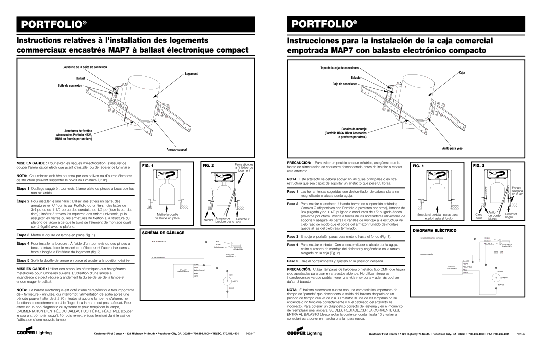 Cooper Lighting MAP7 installation instructions Schéma DE Câblage, Diagrama Eléctrico 