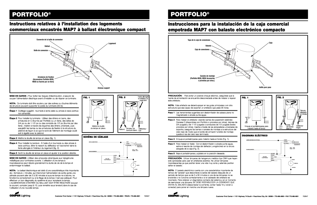 Cooper Lighting MAP7 installation instructions Portfolio, Schéma De Câblage, Diagrama Eléctrico 