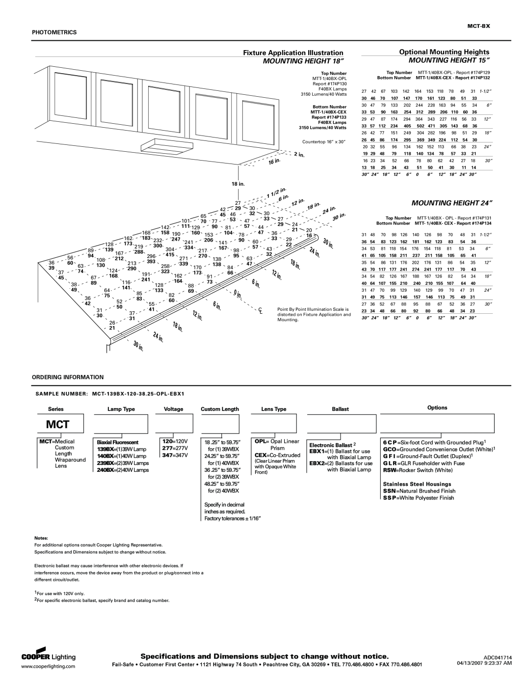 Cooper Lighting MCT-BX specifications 