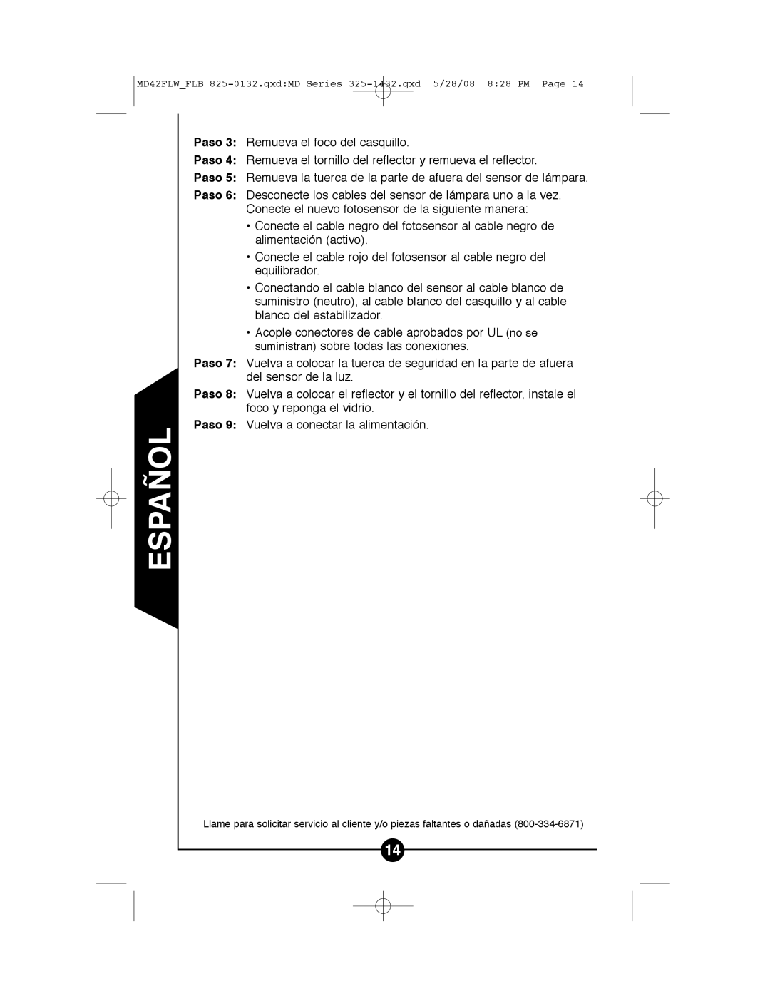 Cooper Lighting MD42FLB, MD42FLW instruction manual Español 