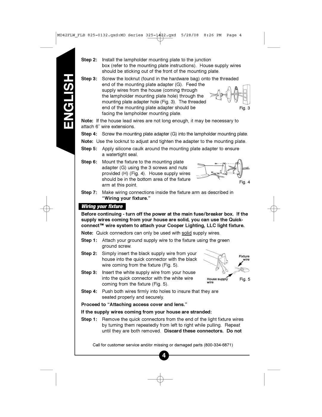 Cooper Lighting MD42FLB, MD42FLW instruction manual Wiring your fixture 