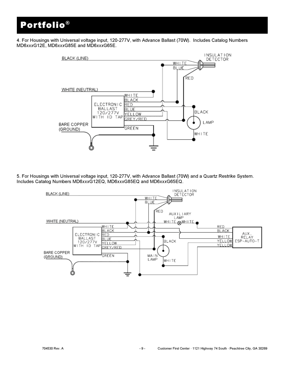 Cooper Lighting MD6xT6, MD6xT4, MD6CPxT6, MD6CPxT4 installation instructions Portfolio 