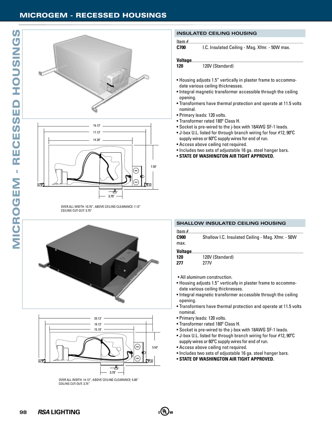 Cooper Lighting manual Microgem Recessed Housings 