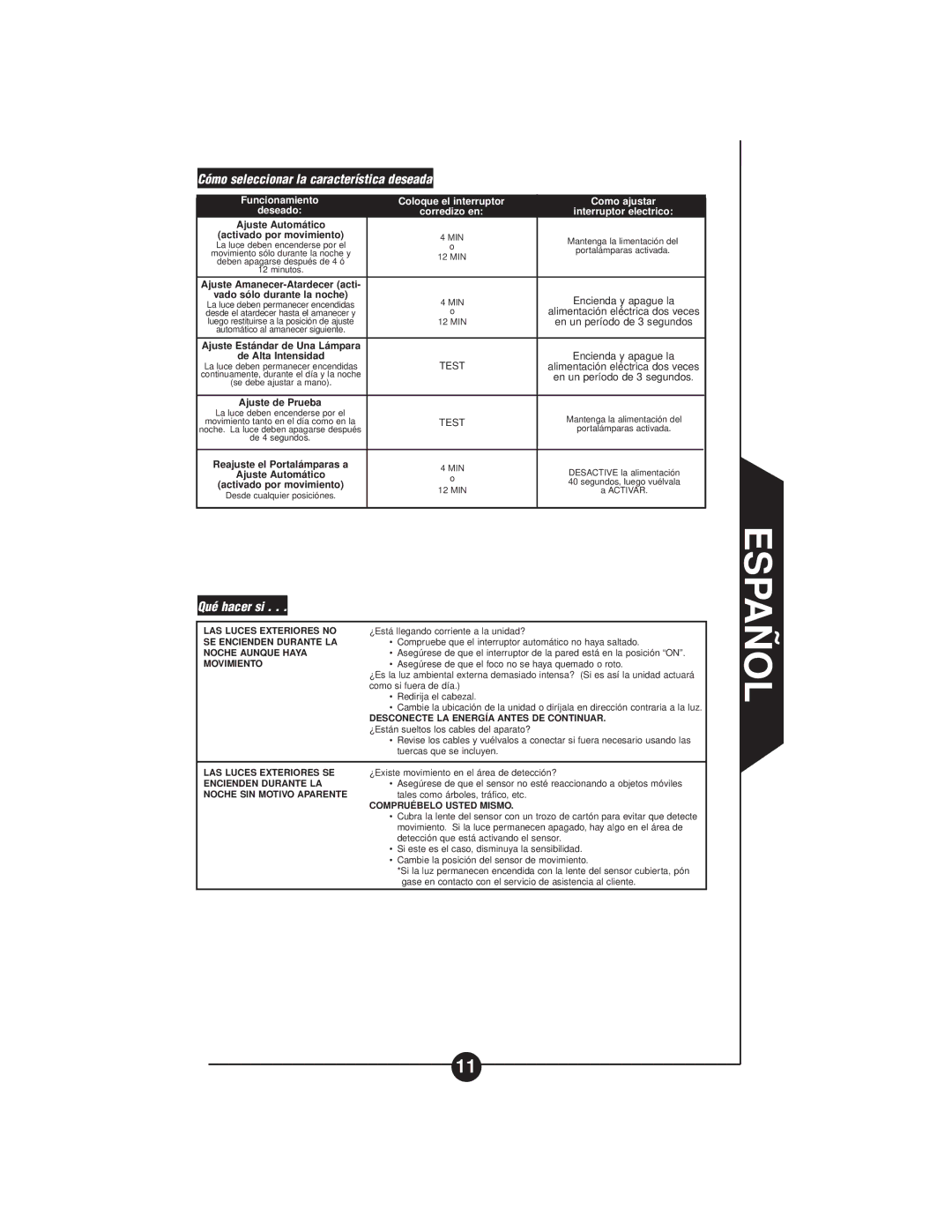 Cooper Lighting CMS188 MS188W, CMS188W instruction manual Cómo seleccionar la característica deseada, Qué hacer si 