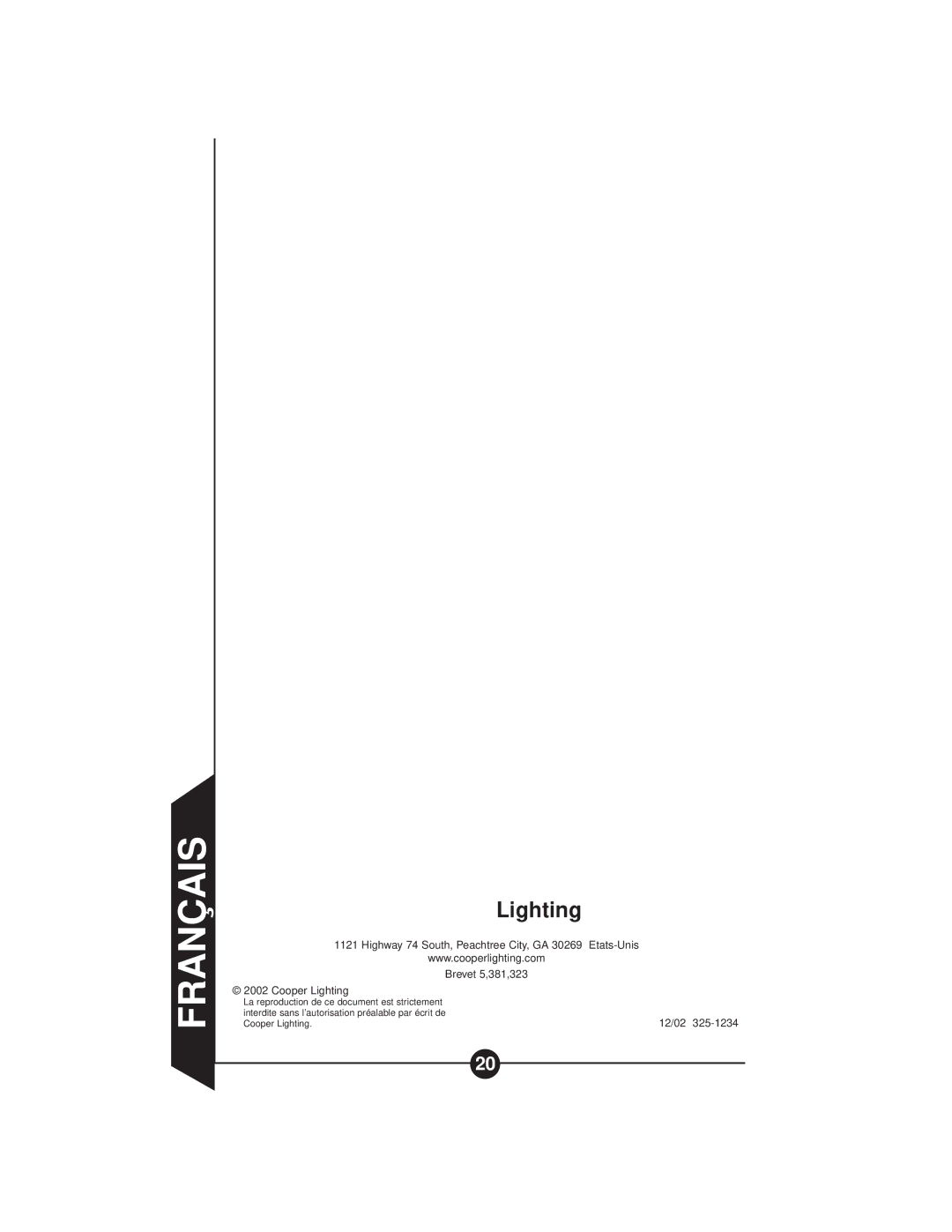 Cooper Lighting CMS188 MS188W, CMS188W instruction manual Highway 74 South, Peachtree City, GA 