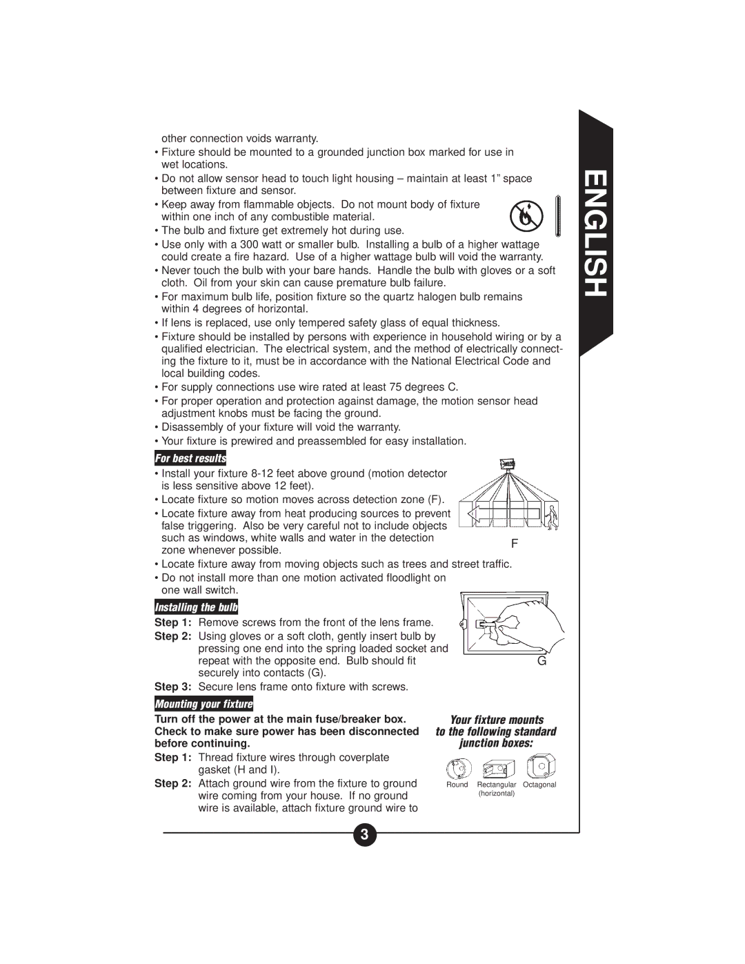 Cooper Lighting CMS188W, CMS188 MS188W instruction manual For best results, Installing the bulb, Mounting your fixture 