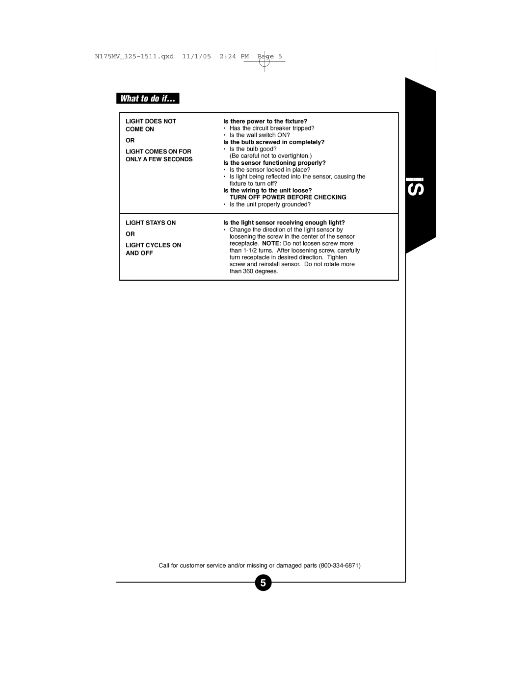 Cooper Lighting N175MV instruction manual What to do if…, Is the sensor functioning properly? 