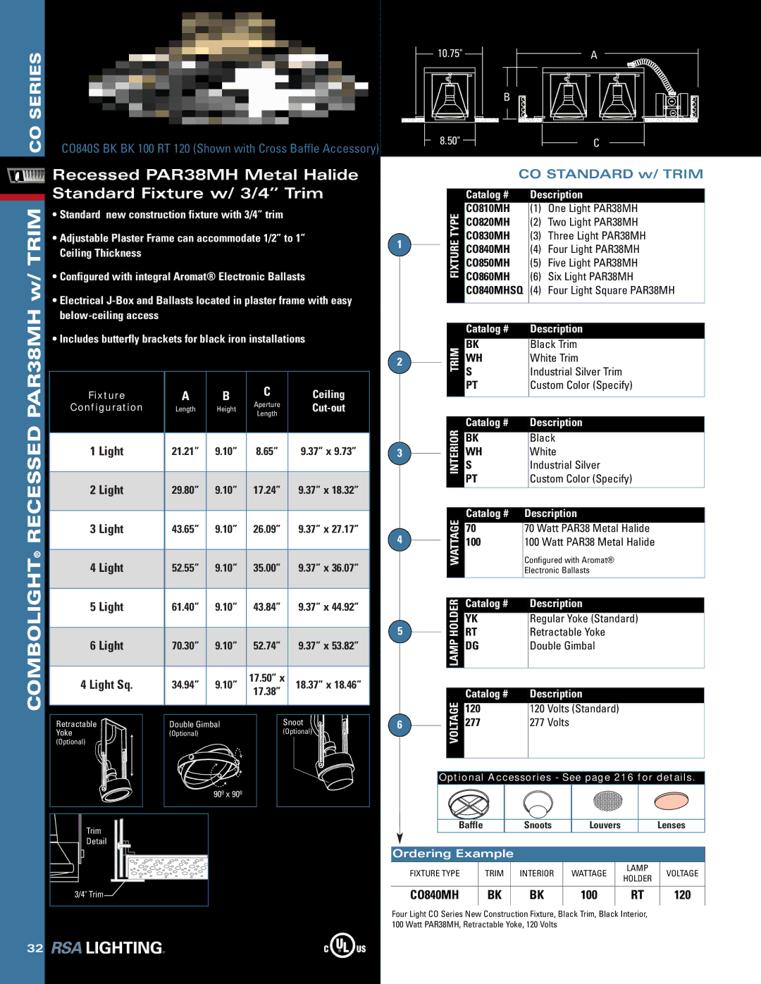 Cooper Lighting none manual Recessed PAR38MH Metal Halide Standard Fixture w/ 3/4 Trim, 100 120 