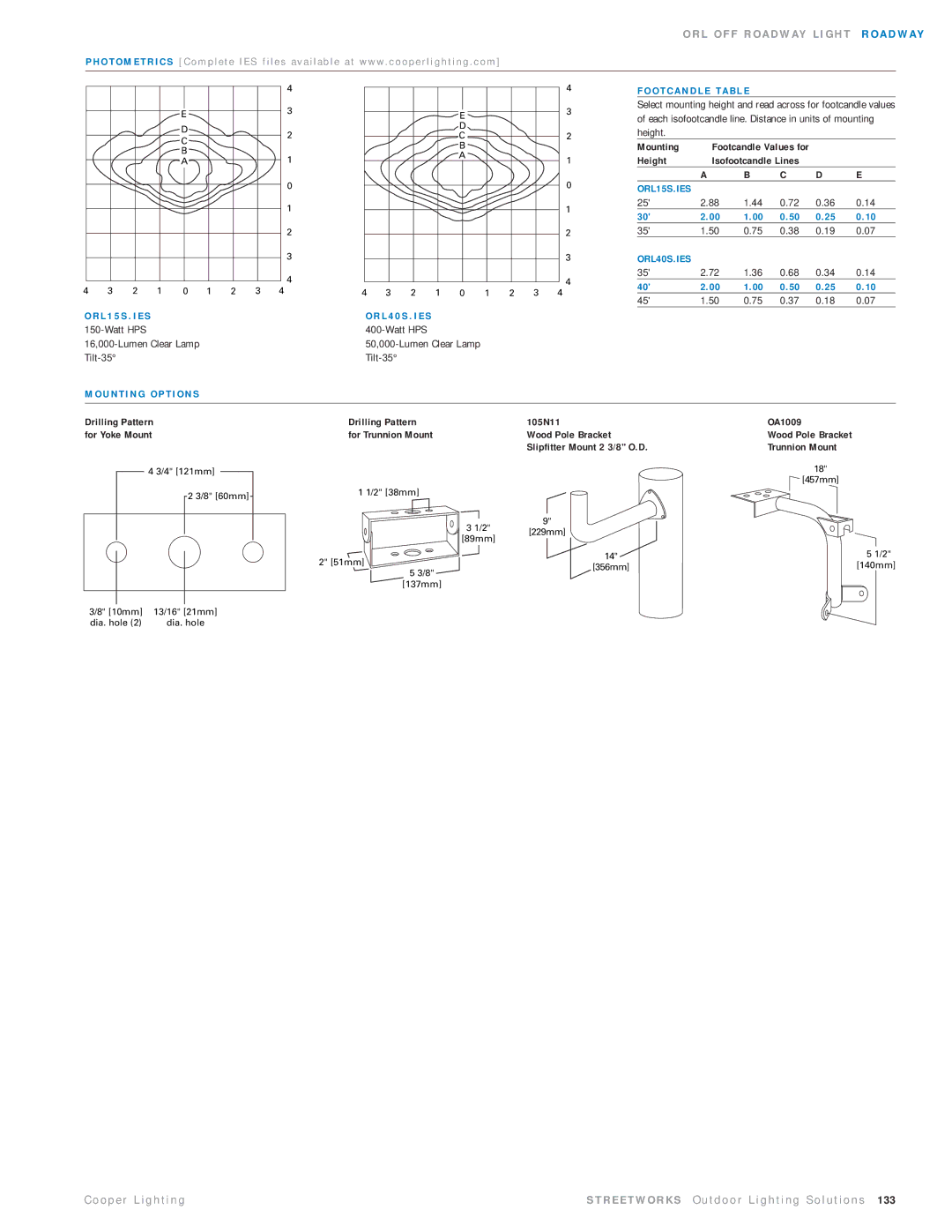 Cooper Lighting ORL15SWWXX manual Mounting, Height, U N T I N G O P T I O N S 