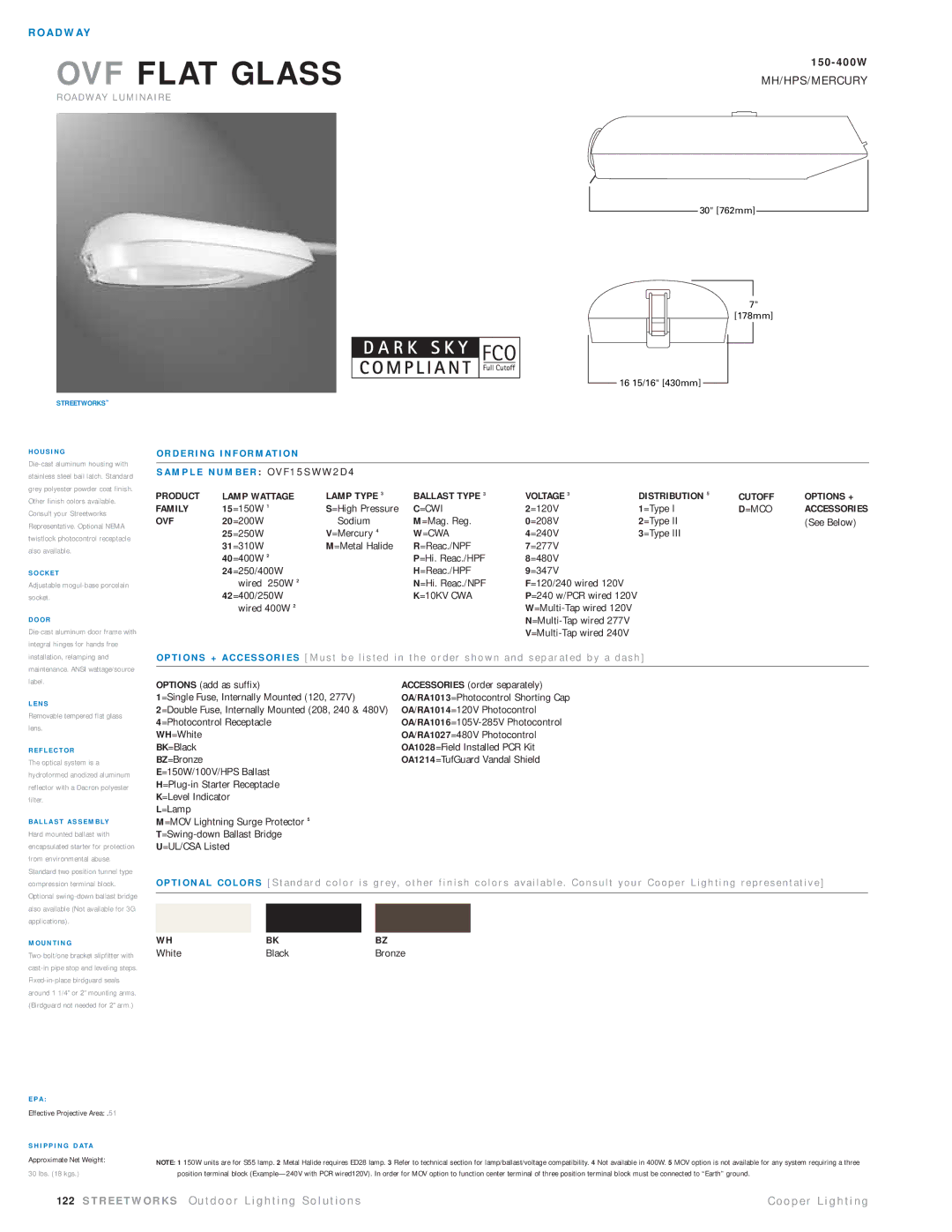 Cooper Lighting OVF15SWW2D4 manual Product Lamp Wattage Lamp Type Ballast Type Voltage, Family, =Cwi, Ovf, =Cwa, =10KV CWA 