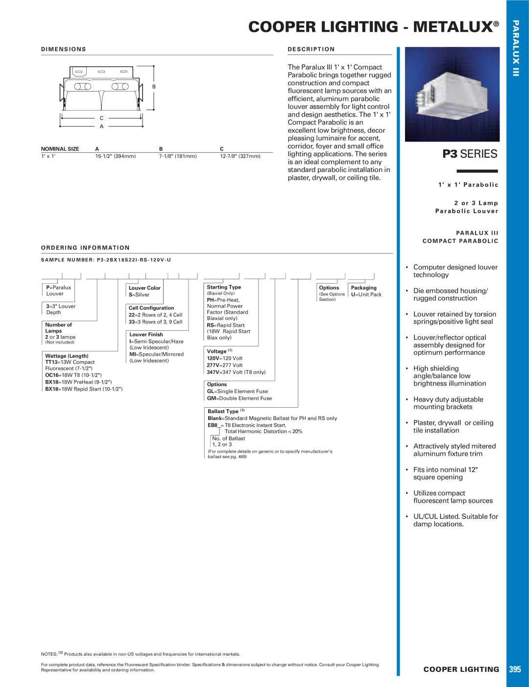Cooper Lighting P3 Series dimensions Cooper Lighting Metalux, Iii 