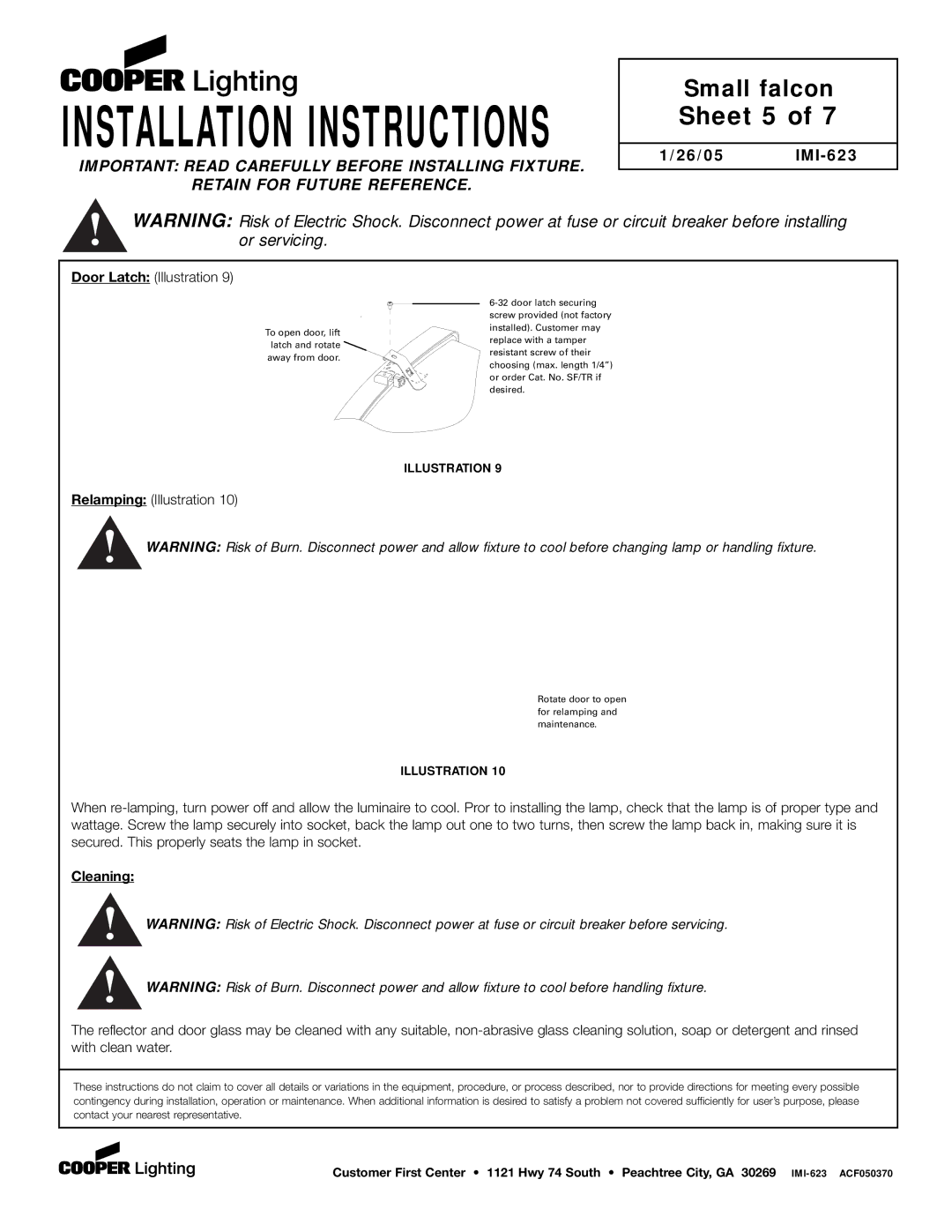 Cooper Lighting P4GE-MX installation instructions Sheet 5, Cleaning 