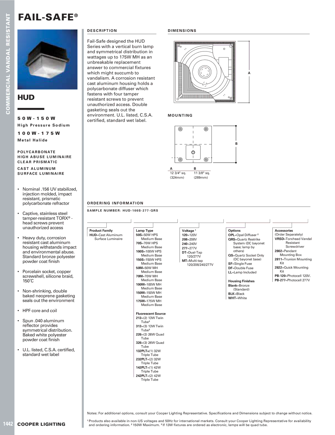 Cooper Lighting P660C specifications Nominal .156 UV stabilized, Injection molded, impact, Resistant, prismatic, 150˚C 