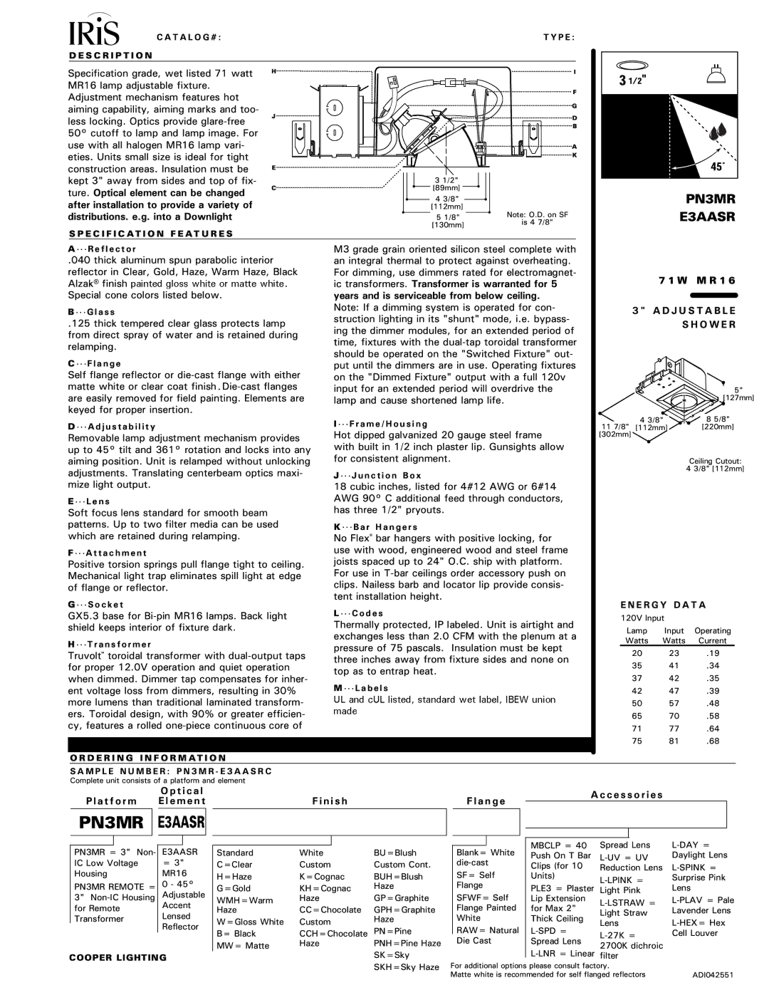 Cooper Lighting E3AASR, PN3MR manual        