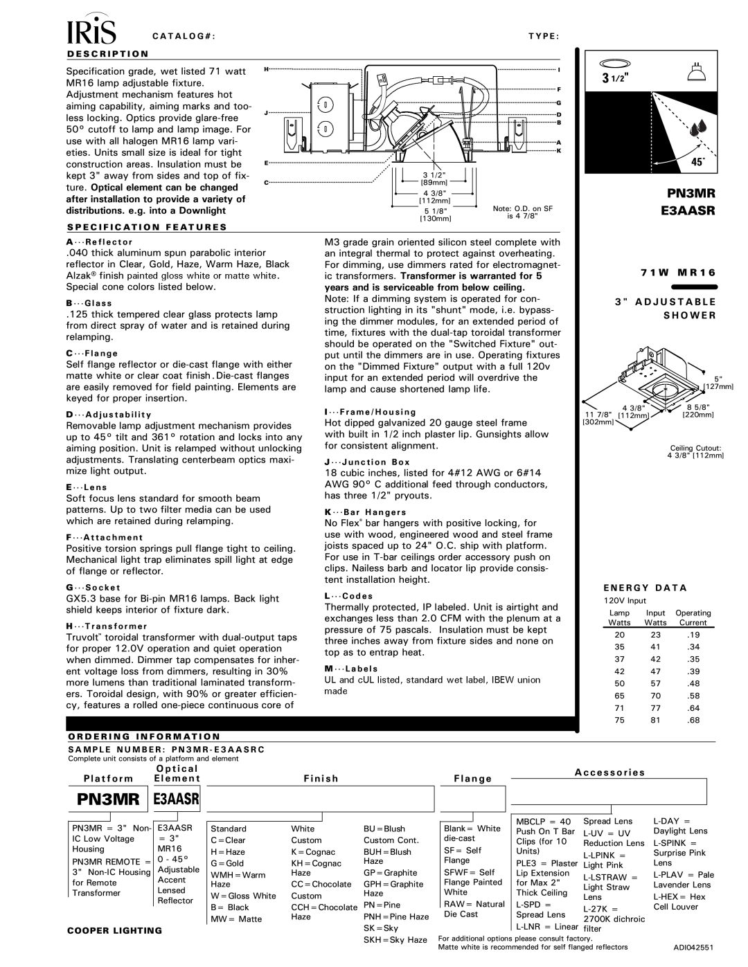 Cooper Lighting E3AASR, PN3MR manual ,  