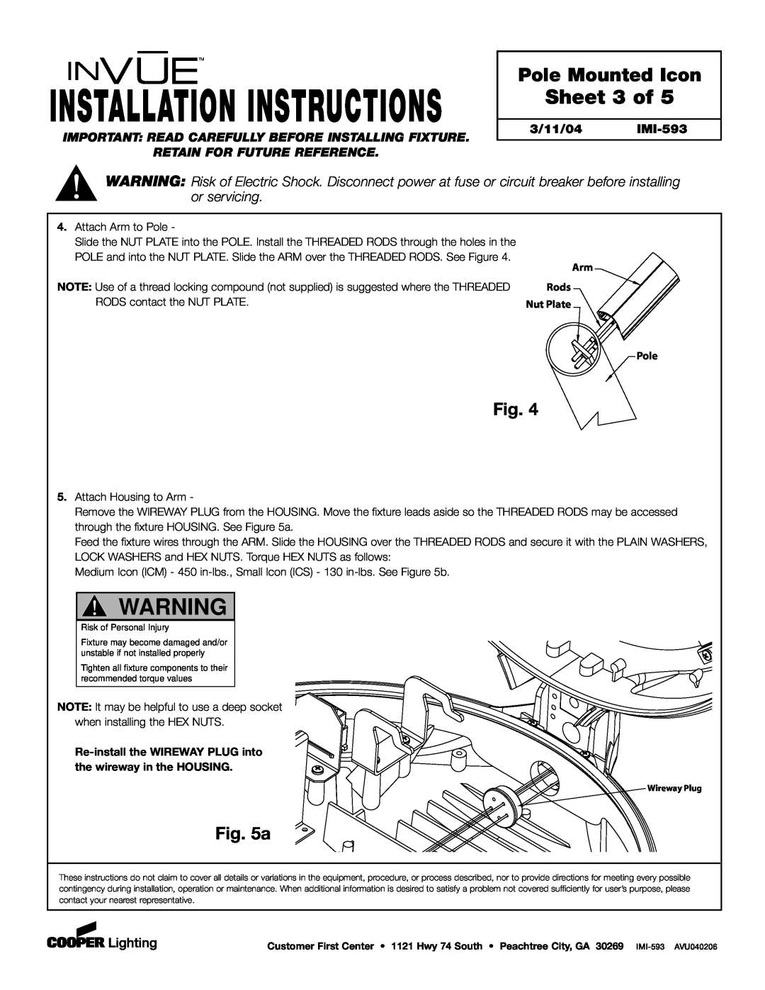 Cooper Lighting Pole Mount Icon Sheet 3 of, Installation Instructions, Pole Mounted Icon, Retain For Future Reference 