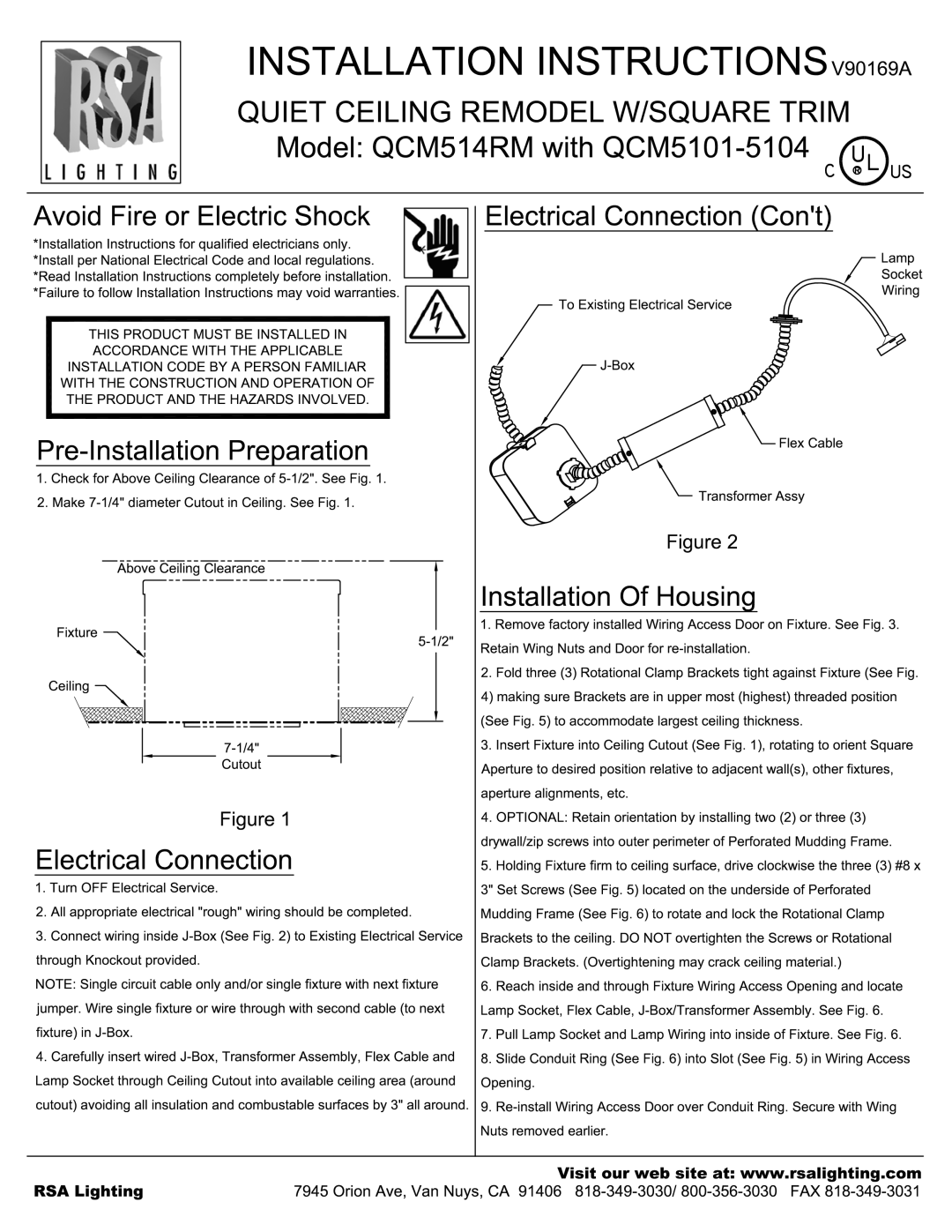 Cooper Lighting QCM514RM, QCM5104 manual 