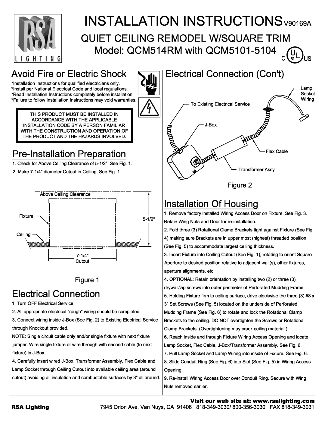 Cooper Lighting QCM514RM, QCM5104 manual 