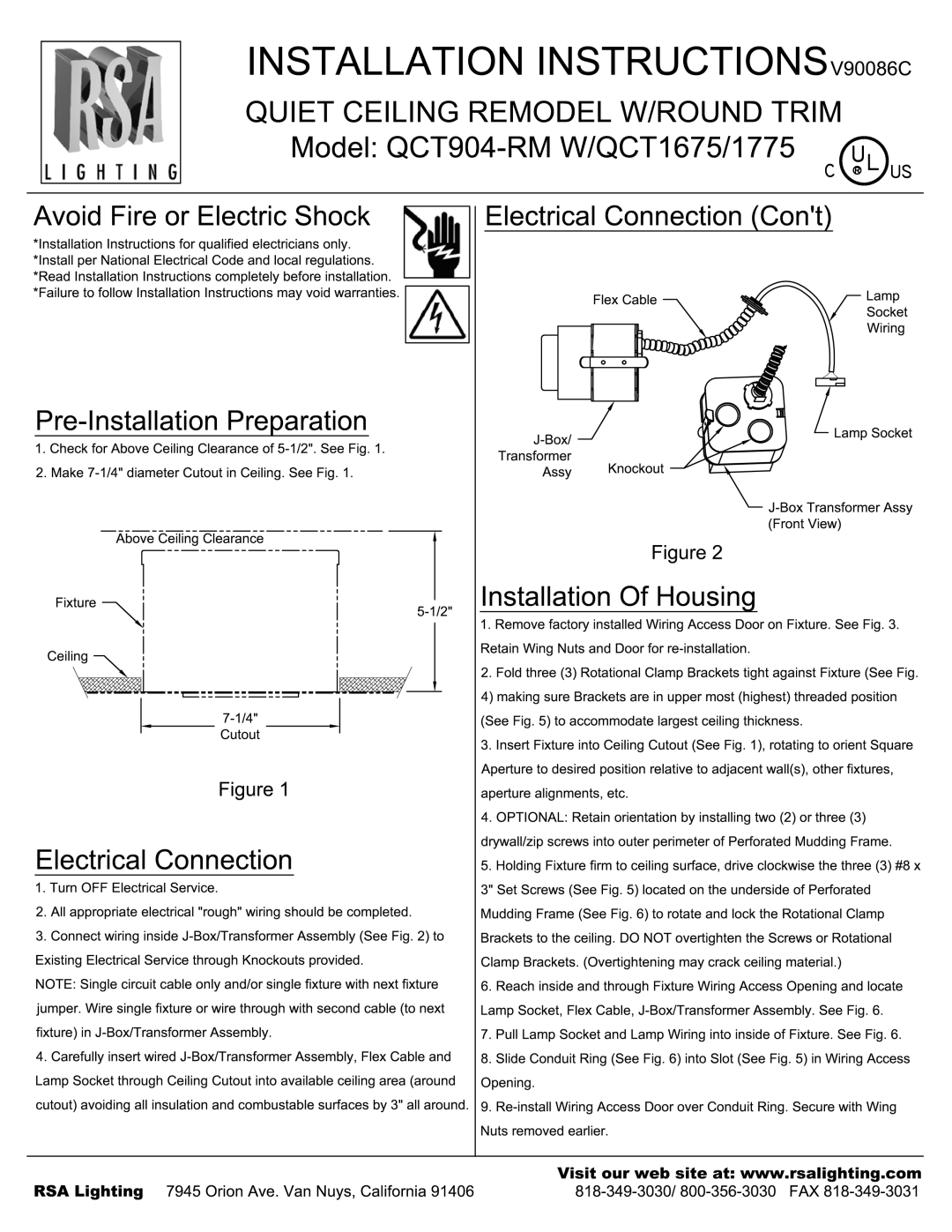 Cooper Lighting W/QCT1675, QCT904-RM, W/QCT1775 manual 