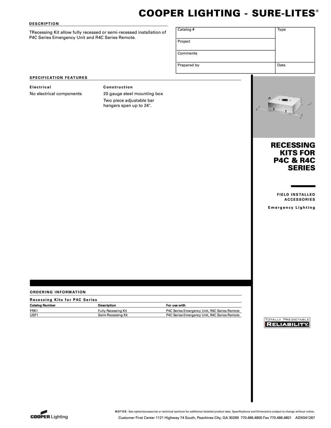 Cooper Lighting P4C Series, R4C Series manual    ,        