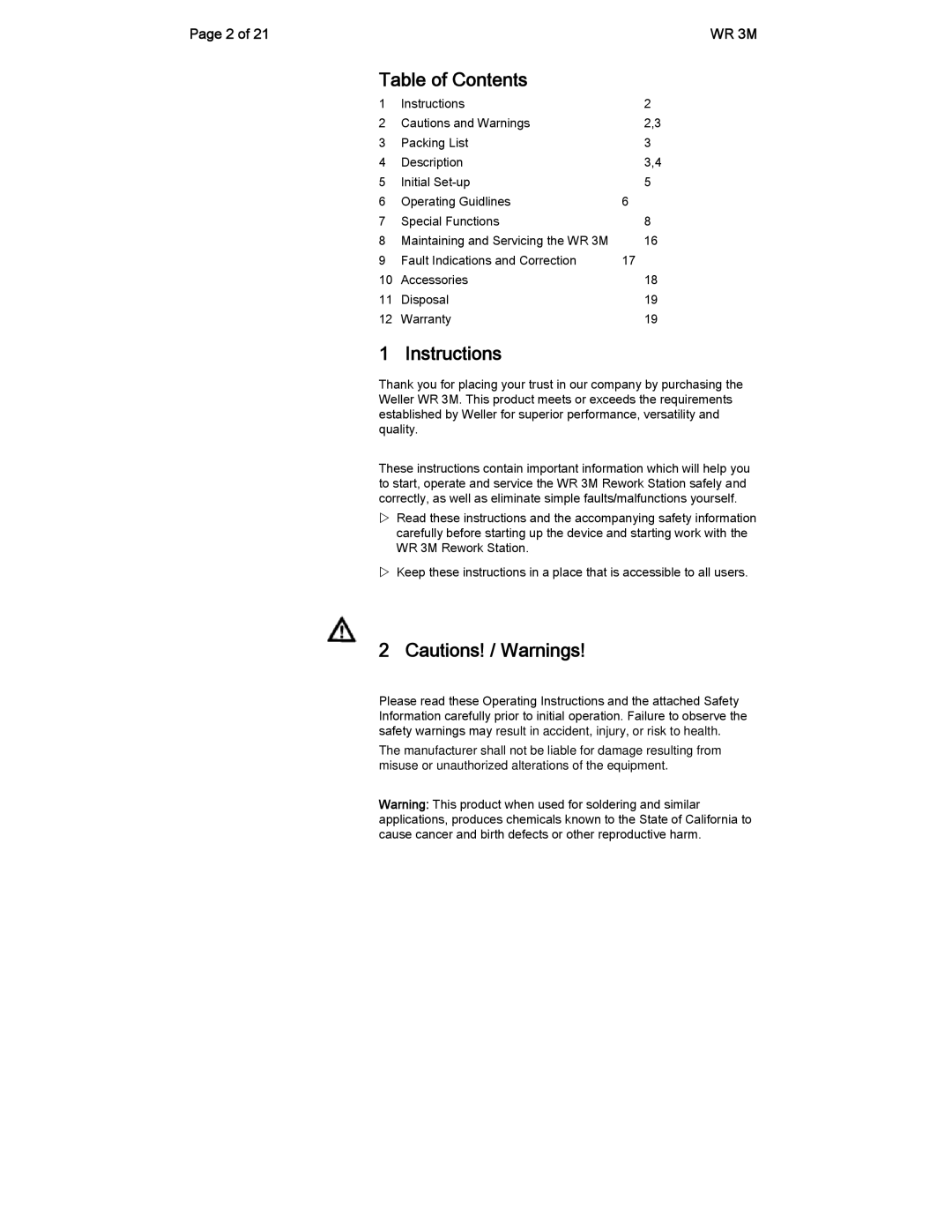 Cooper Lighting Radio manual Table of Contents, Instructions 