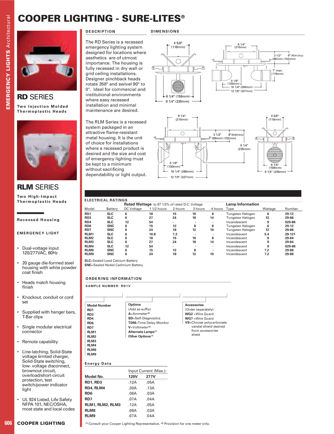 Cooper Lighting RLM Series dimensions RD Series 