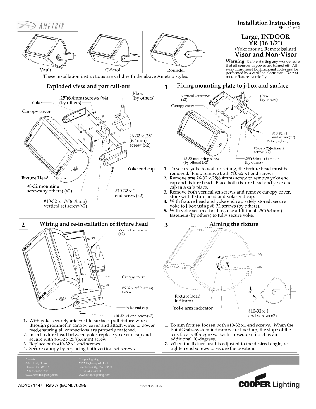 Cooper Lighting Vault, Roundel, C-Scroll manual 