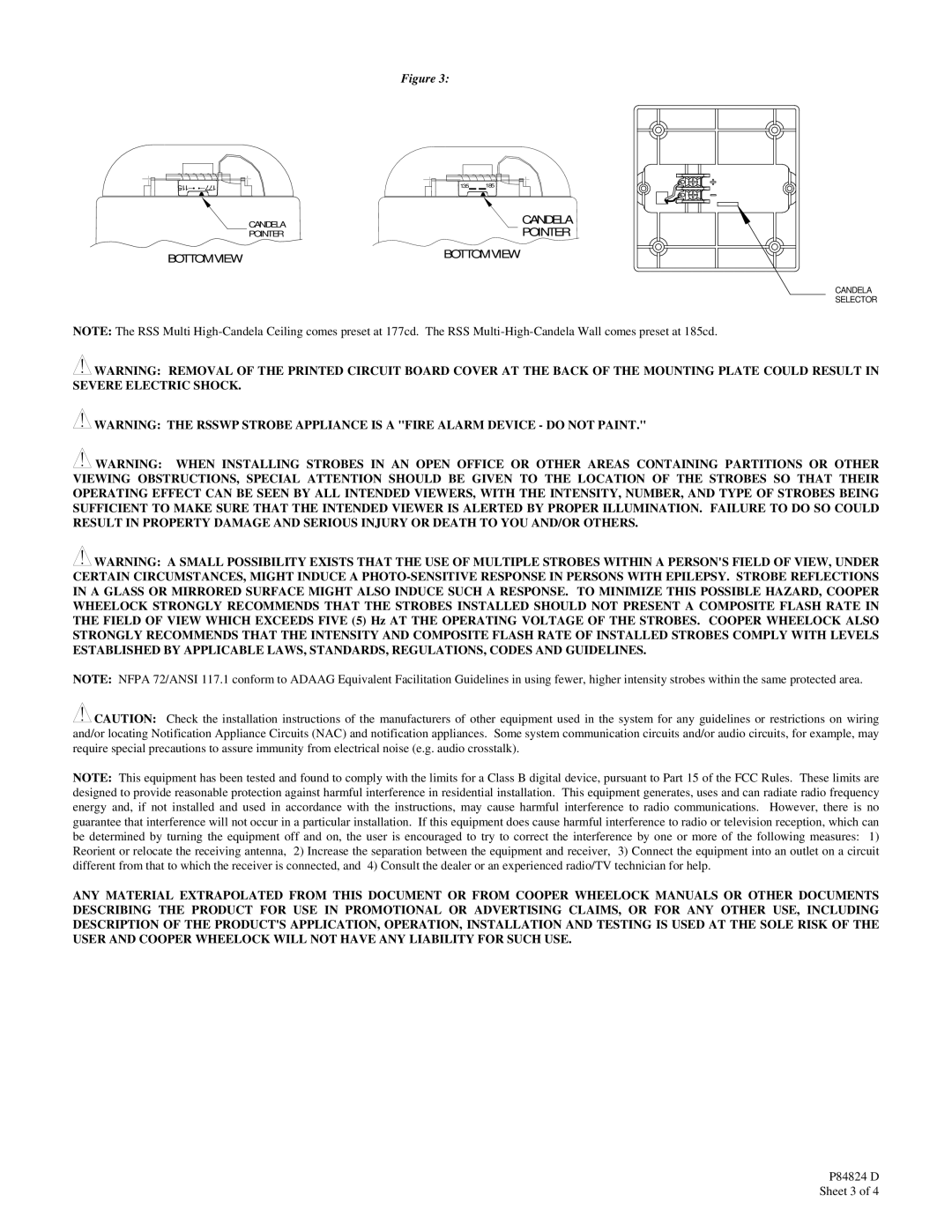 Cooper Lighting RSS WP - 24MCCH, RSS WP - 24MCWH, RSS WP - 2475C, RSS WP - 2475W installation instructions P84824 D Sheet 3 