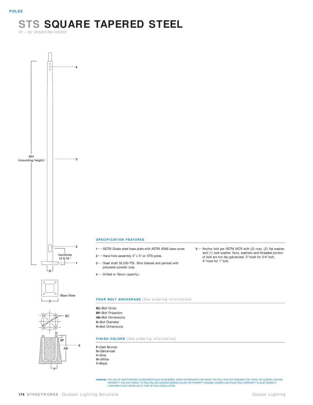 Cooper Lighting STS7A30SFM1XG dimensions E C I F I C At I O N F E At U R E S 