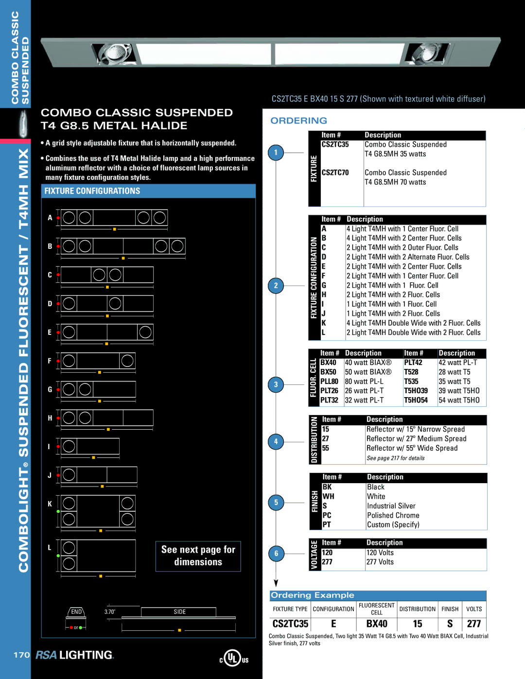 Cooper Lighting Suspended Series manual T4MH, Suspended Combolight 