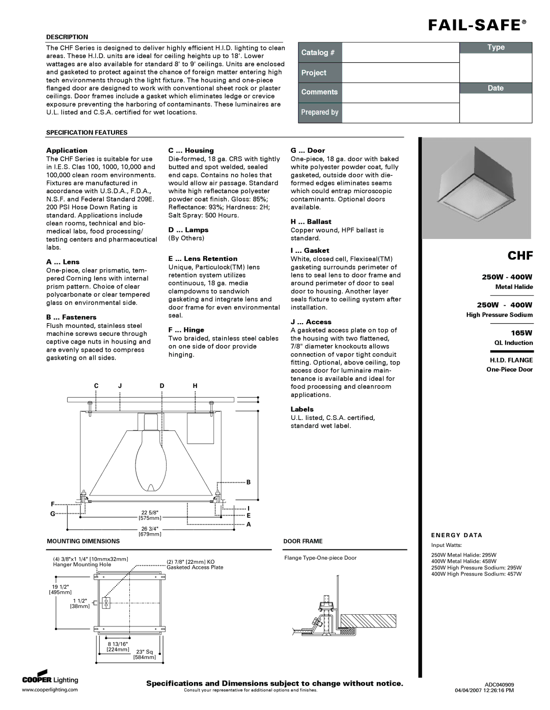 Cooper Lighting SVA1600 specifications Application, Housing, Lamps, Door, Ballast, Gasket, Fasteners, Lens Retention 