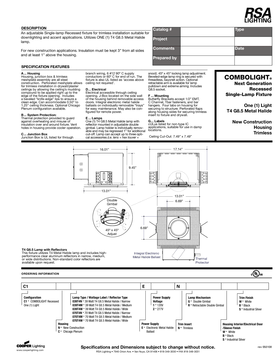 Cooper Lighting T4 G8.5 specifications Housing, System Protection, Junction Box, Electrical, Lamps, Mounting, Labels 