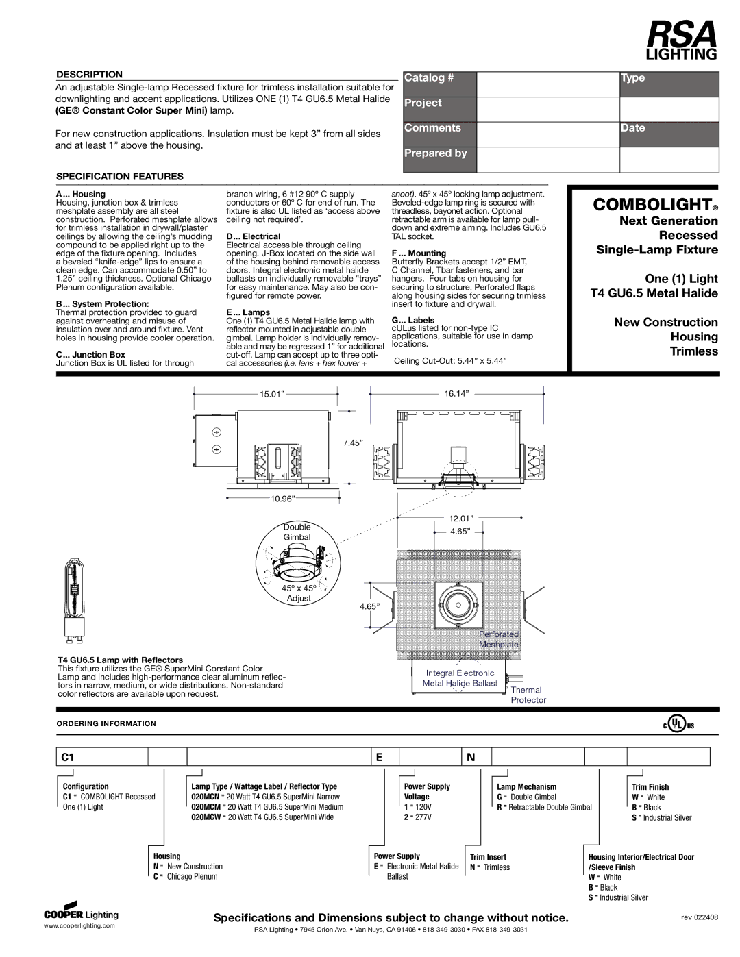 Cooper Lighting T4 GU6.5 specifications Housing, System Protection, Junction Box, Electrical, Lamps, Mounting, Labels 