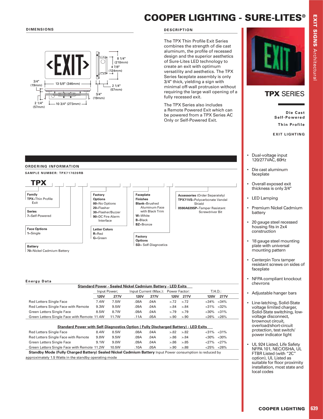 Cooper Lighting TPX Series dimensions Signs Architectural 