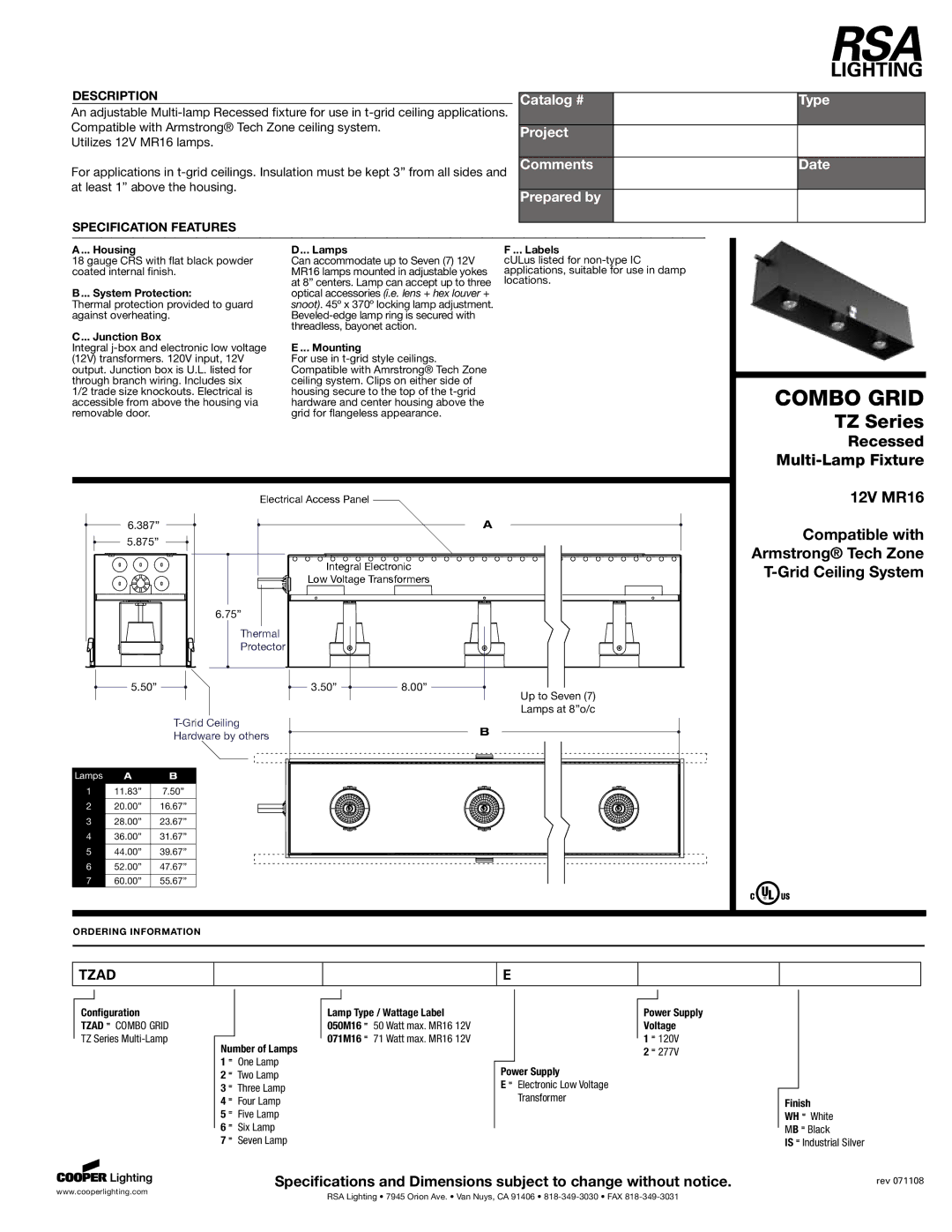 Cooper Lighting TZ Series specifications Housing, System Protection, Junction Box, Lamps, Mounting, Labels, Configuration 