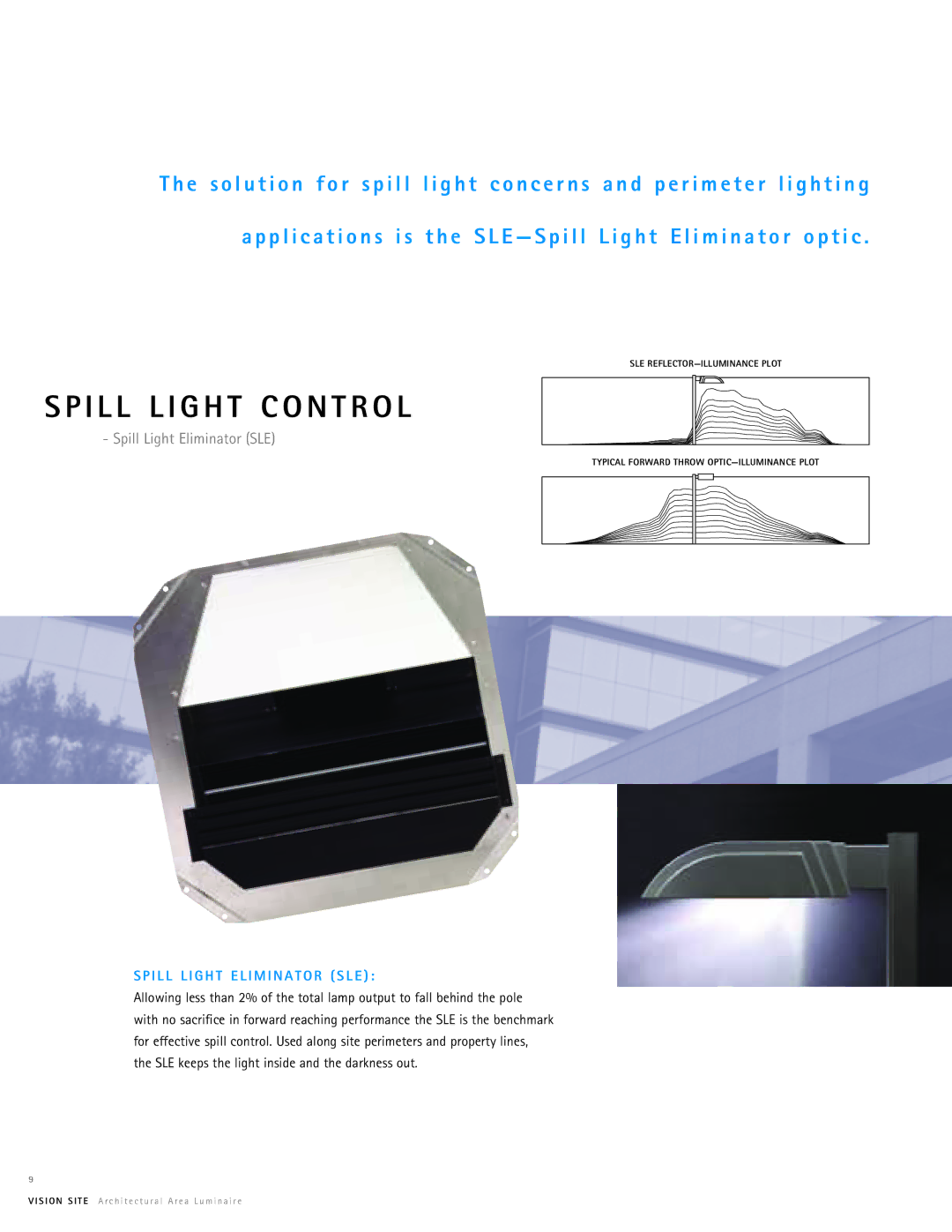 Cooper Lighting Vision Site manual I L L L I G H T C O N T R O L, Spill Light Eliminator SLE 