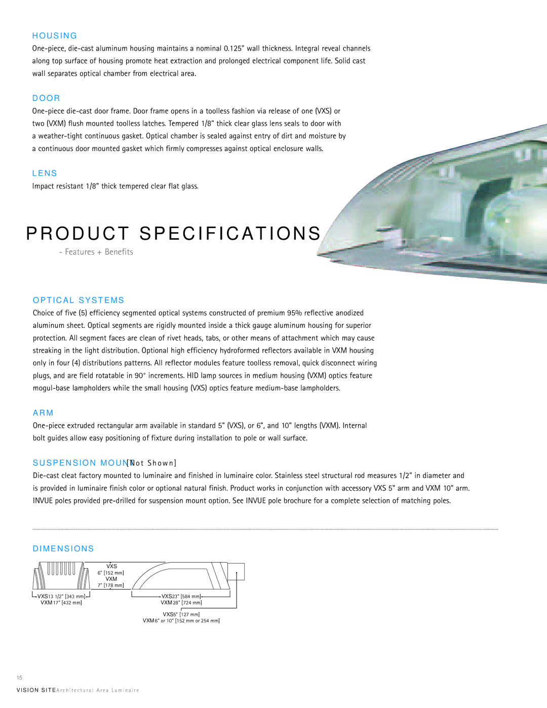 Cooper Lighting Vision Site manual O D U C T Specification S, Features + Benefits 