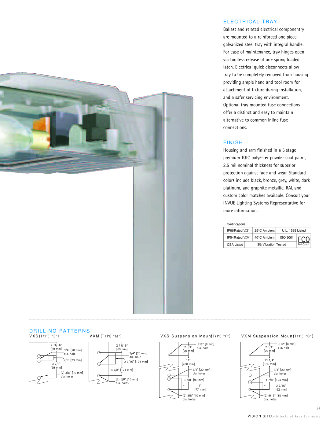 Cooper Lighting Vision Site manual E C T R I C a L T R a Y, N I S H, I L L I N G P a T T E R N S 