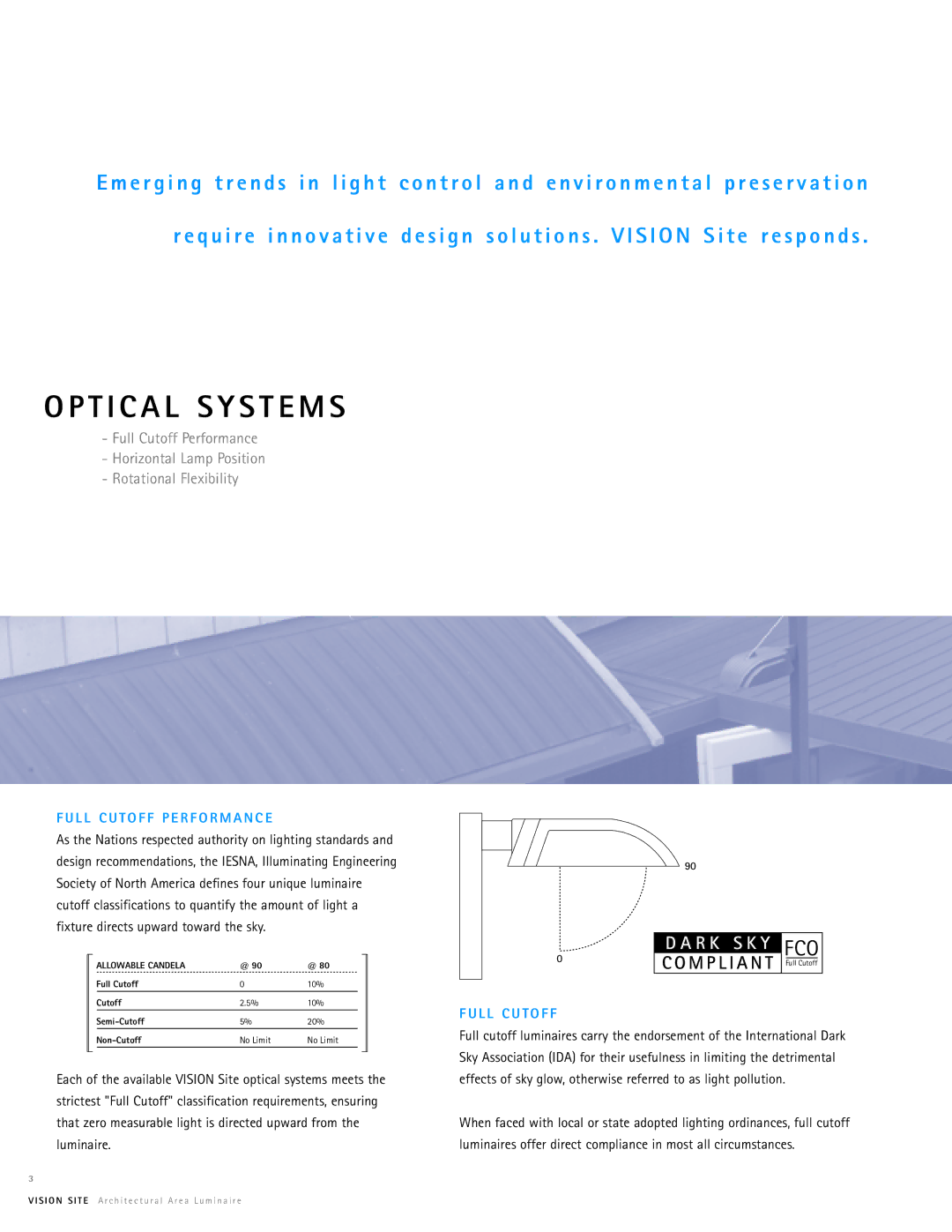 Cooper Lighting Vision Site manual T I C a L S Y S T E M S, L L C U T O F F P E R F O R M a N C E 