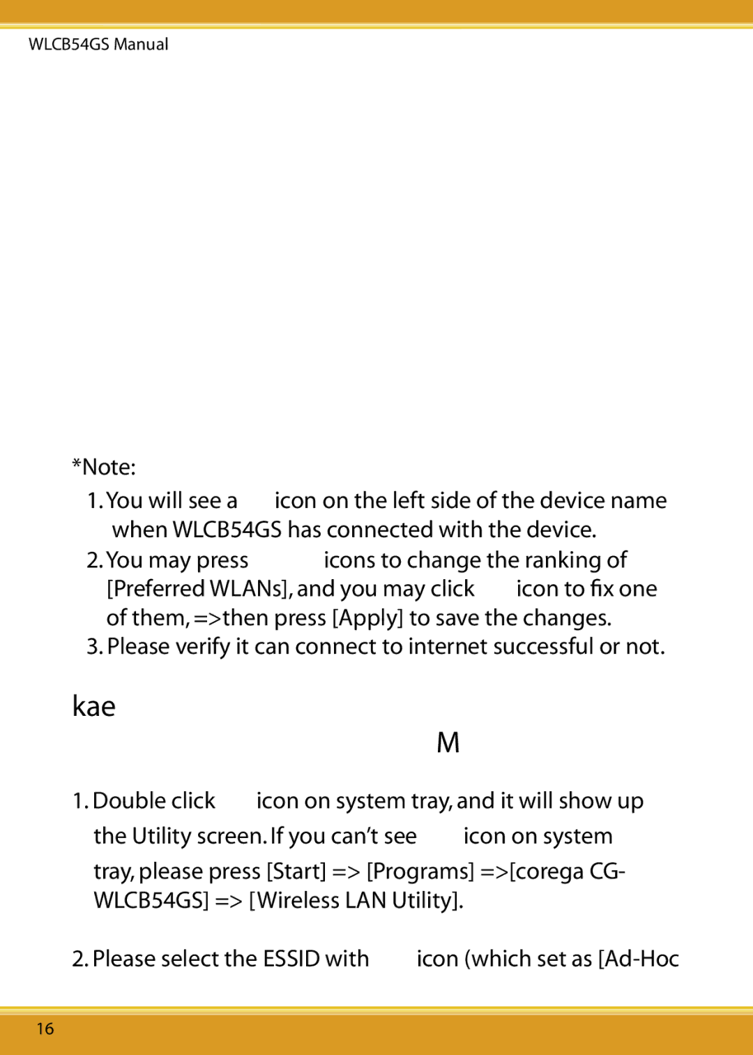 Corega 108M user manual Connect to network adapter Ad-Hoc Mode 