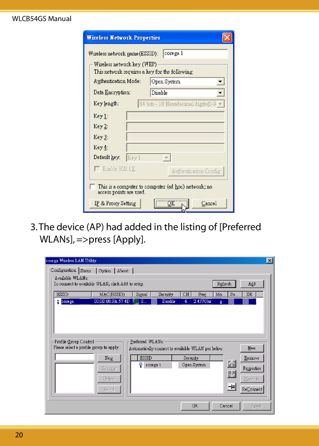 Corega 108M user manual WLCB54GS Manual 