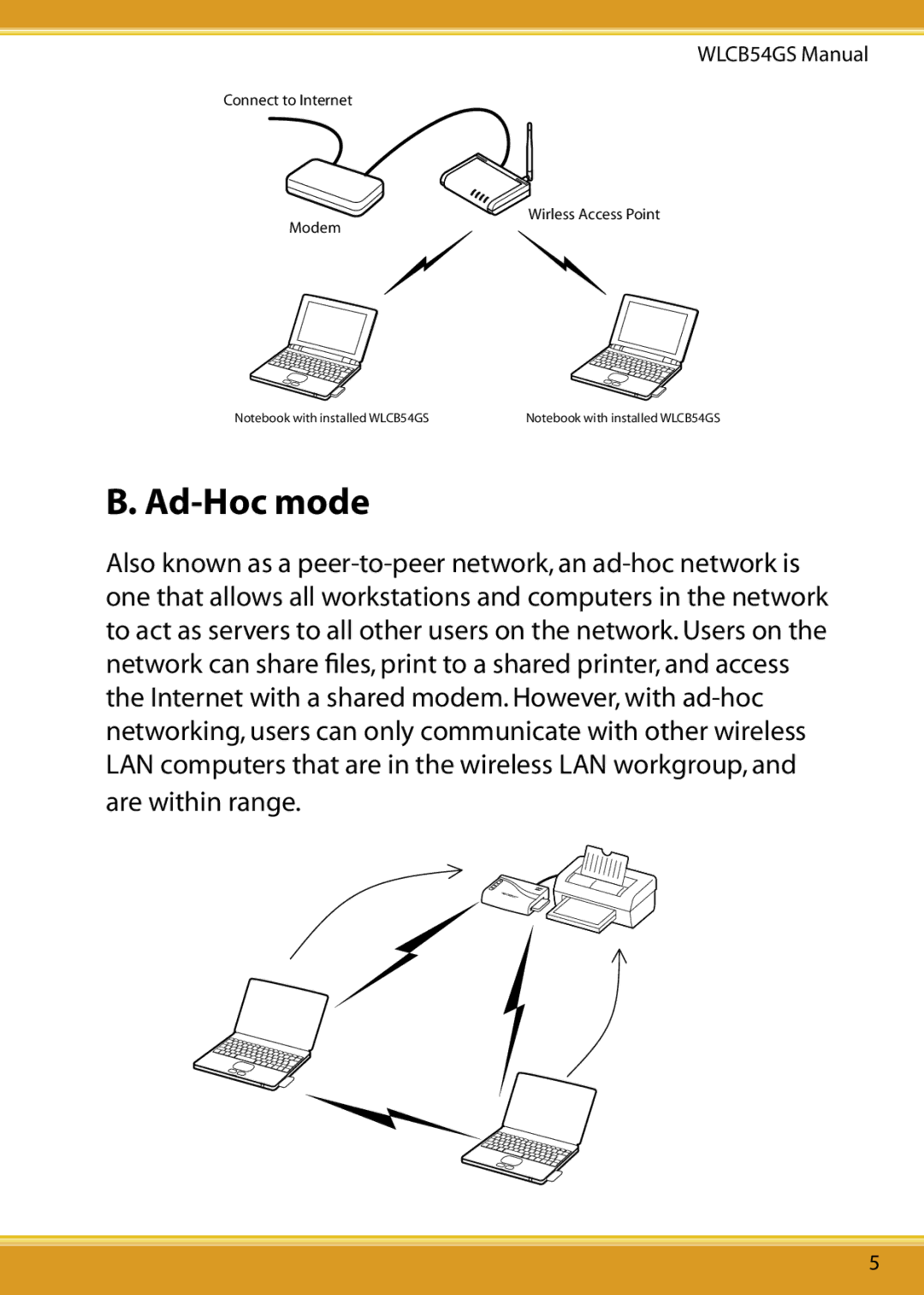 Corega 108M user manual Ad-Hoc mode 