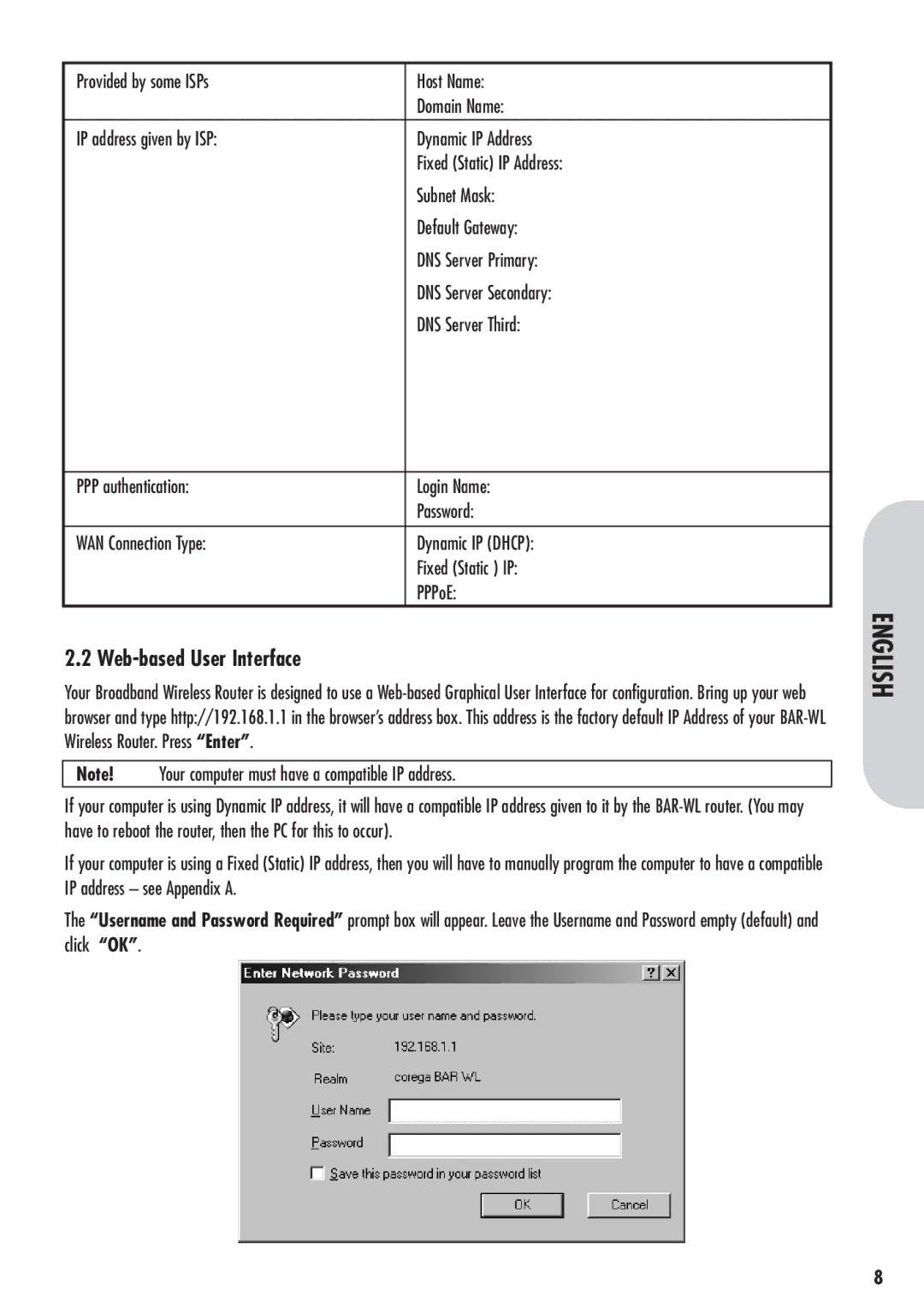 Corega 613-00041-01 manual Web-based User Interface 