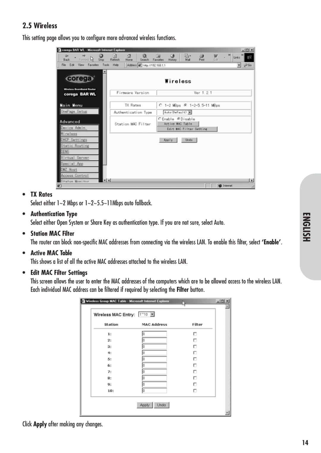 Corega 613-00041-01 manual Wireless 