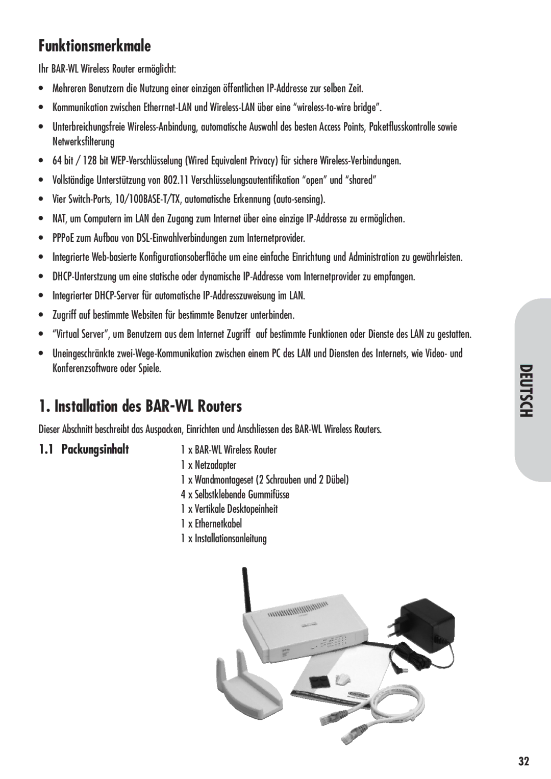 Corega 613-00041-01 manual Funktionsmerkmale 