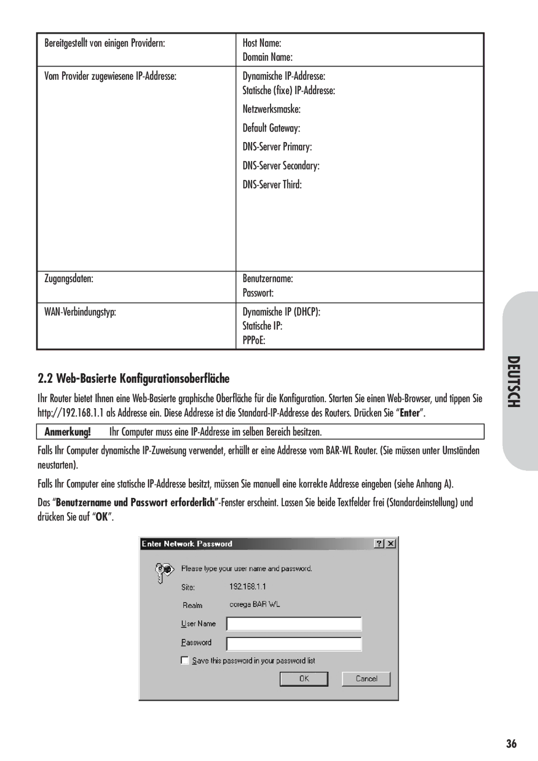 Corega 613-00041-01 manual Web-Basierte Konfigurationsoberfläche 