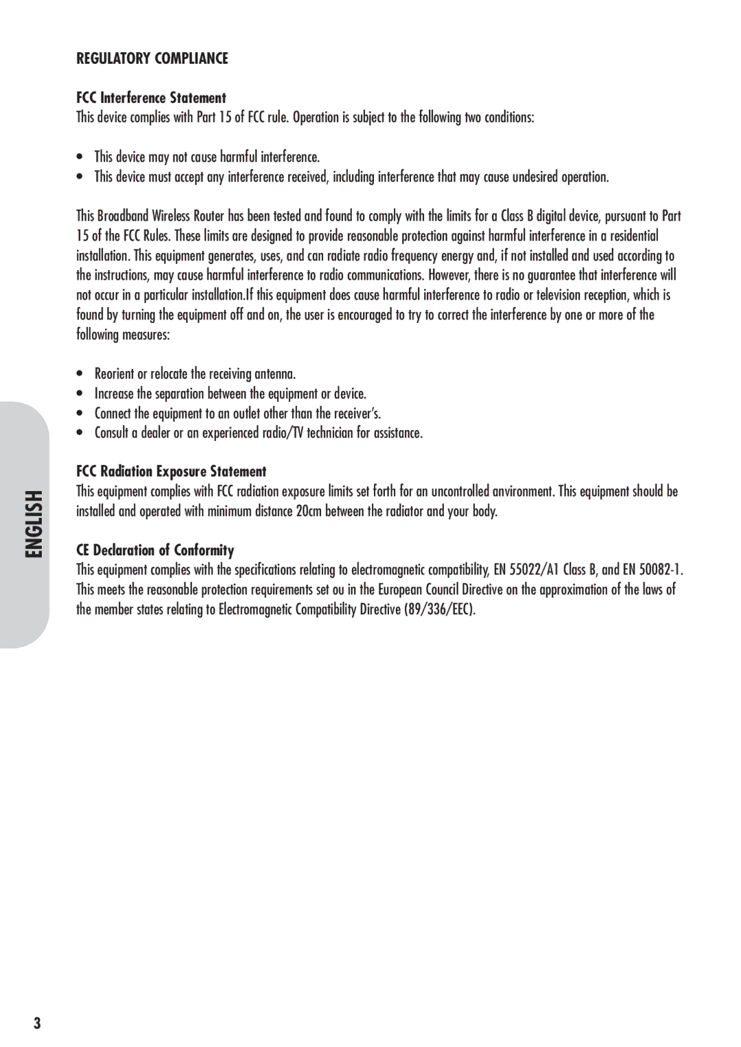 Corega 613-00041-01 manual Regulatory Compliance, FCC Radiation Exposure Statement 