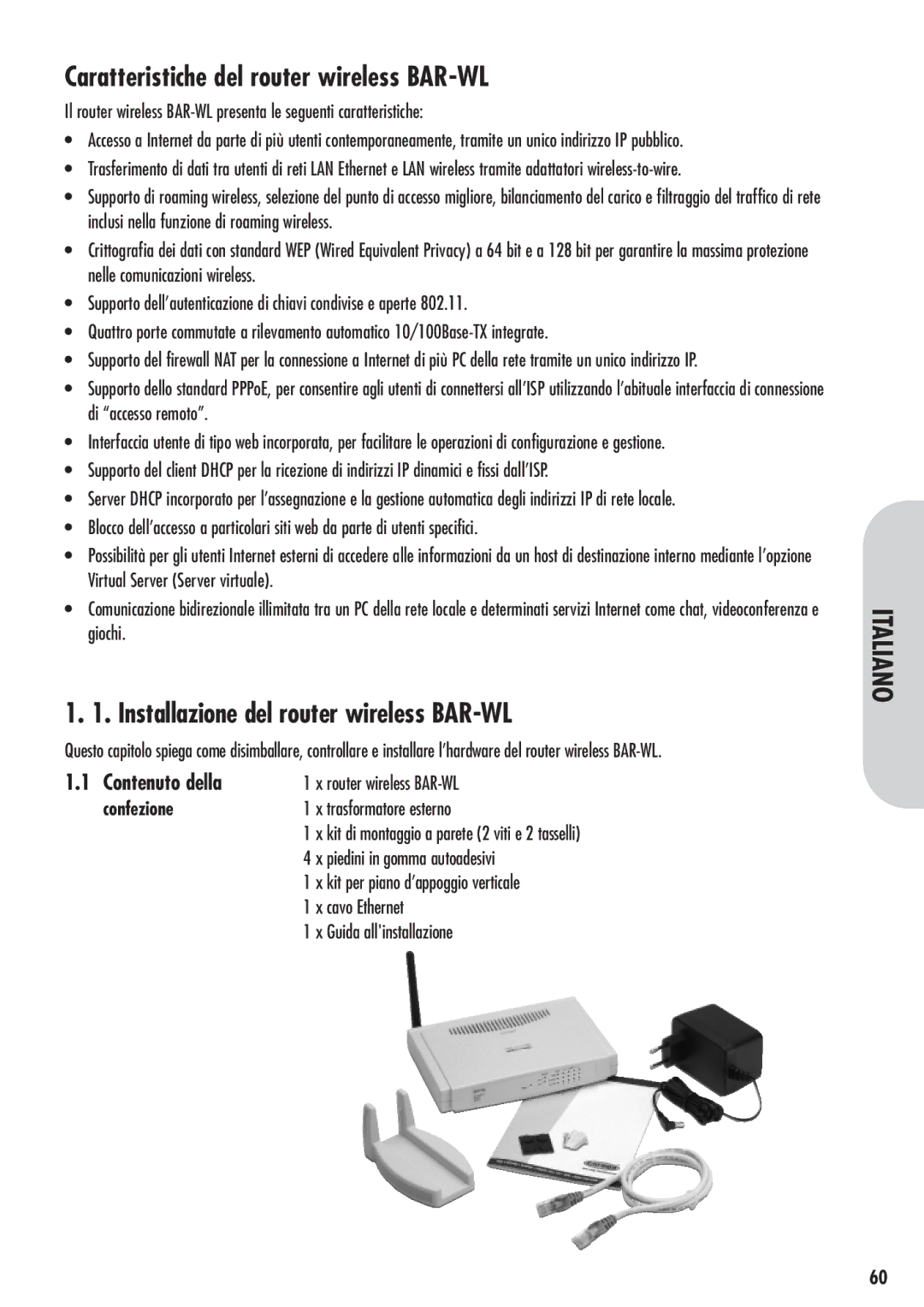 Corega 613-00041-01 manual Contenuto della, Confezione 